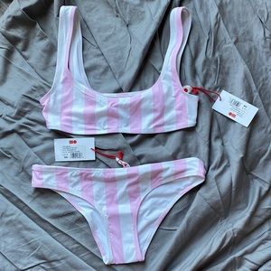 Solid & Striped The Elle Bikini set. Size small, pink & white stripes